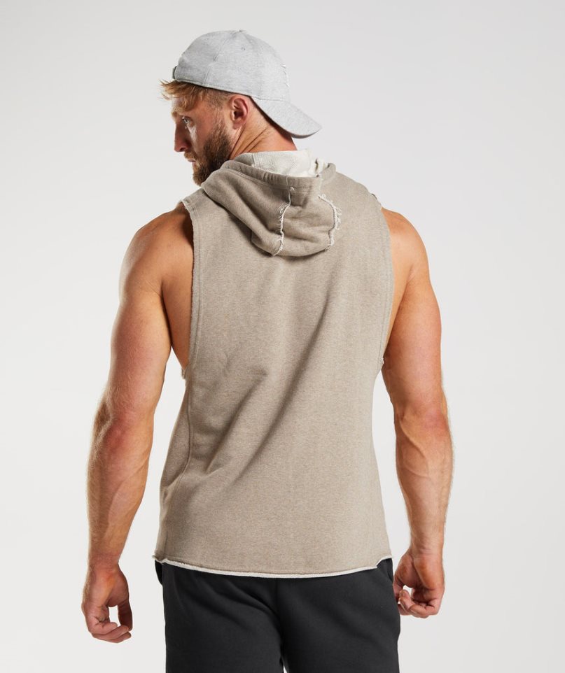 Men's Gymshark Legacy Drop Arm Hoodie Beige | NZ 5YMOLS